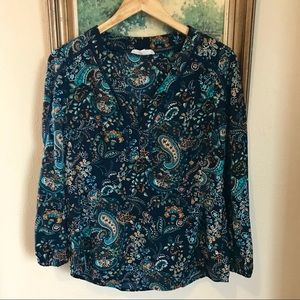 Paisley blue boho top